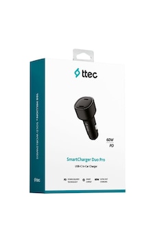 Ttec 2ckp03s Smartcharger Duo Pd 60w Araç Hızlı Şarj Aleti Usb-c+usb-c Siyah