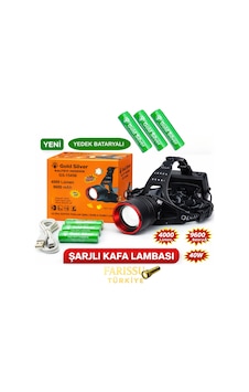Gold Silver Gs-15450 Ultra Parlak 4000 Lümen Zoomlu Sensörlü Kafa Lambas Yedek Pilli Siyah Gold Silver Gs-15450 Ultra Parlak 4000 Lümen Zoomlu Sensörlü Kafa Lambas Yedek Pilli Siyah