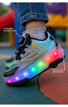 Pepino Erkek Çocuk Şarj Edilebilir 16 Mod Rgb Led Işıklı Tekerlekli Paten Ayakkabı Bas-çek Butonlu Siyah - Mavi Siyah - Mavi Pepino Erkek Çocuk Şarj Edilebilir 16 Mod Rgb Led Işıklı Tekerlekli Paten Ayakkabı Bas-çek Butonlu Siyah - Mavi Siyah - Mavi