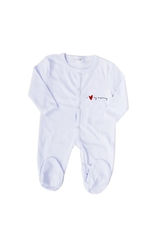 Bebegen Unisex Mamy Yazılı Beyaz Patikli Tulum Çok Renkli Bebegen Unisex Mamy Yazılı Beyaz Patikli Tulum Çok Renkli