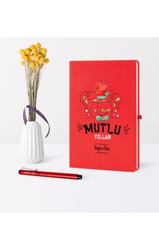 Kişiye Özel Yılbaşı Mutlu Yıllar Temalı Kırmızı Defter Kalem Seti - 5 Kişiye Özel Yılbaşı Mutlu Yıllar Temalı Kırmızı Defter Kalem Seti - 5