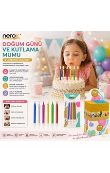 Nerox Nrx-3016 Renkli Doğum Günü Mumu - 6'lı Beyaz Plastik Tutacaklı- 24'li Paket Nerox Nrx-3016 Renkli Doğum Günü Mumu - 6'lı Beyaz Plastik Tutacaklı- 24'li Paket