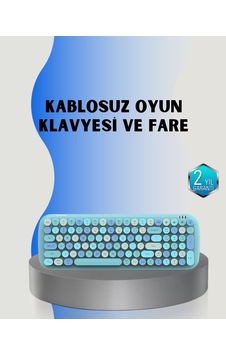 Home Retro Tarz Kablosuz Klavye Mouse Seti 104 Tuşlu, Ergonomik Tasarım Home Retro Tarz Kablosuz Klavye Mouse Seti 104 Tuşlu, Ergonomik Tasarım