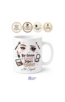 Makyaj Eyeliner Çekme Çabası Kontür Hatası Komik Baskılı Kupa Bardak Hediye Beyaz / Çok Renkli Makyaj Eyeliner Çekme Çabası Kontür Hatası Komik Baskılı Kupa Bardak Hediye Beyaz / Çok Renkli