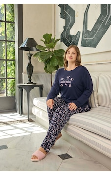 Aydoğan Kadın Büyük Beden Good Things Lacivert İnci Pijama Takımı 0646 Aydoğan Kadın Büyük Beden Good Things Lacivert İnci Pijama Takımı 0646