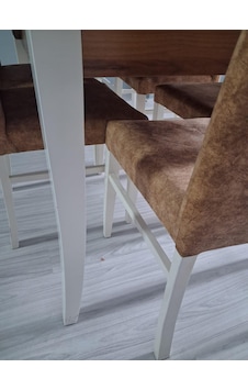 Masa Sandalye Mizan 90656 Ceviz Tabla Kırık Beyaz Ayak 6 Adet Sandalye Ahşap - Beyaz Masa Sandalye Mizan 90656 Ceviz Tabla Kırık Beyaz Ayak 6 Adet Sandalye Ahşap - Beyaz