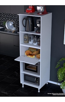 Afitap 1 Kapaklı Mini Fırın Mikrodalga Dolabı 59,6 X 194,6 X 56 Cm Çok Amaçlı Mutfak Dolabı Beyaz