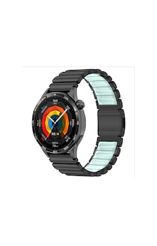 Huawei Watch Gt2 46mm Uyumlu Kordon Metal Kasa Silikon İç Kısım Tasarım Siyah-mavi Huawei Watch Gt2 46mm Uyumlu Kordon Metal Kasa Silikon İç Kısım Tasarım Siyah-mavi