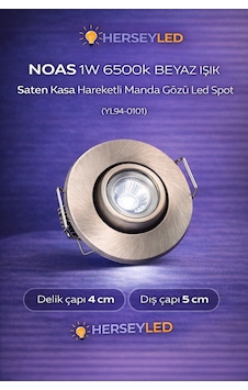 Yl94-0101 Noas 1w 6500k Beyaz Işık Altı Saten Kasa Hareketli Manda Gözü Led Spot Beyaz Yl94-0101 Noas 1w 6500k Beyaz Işık Altı Saten Kasa Hareketli Manda Gözü Led Spot Beyaz