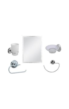 Delux-230 Kromaks Home Ayna Ve Banyo Seti 5 Parça Sabunluk Havluluk Wc Kağıtlık Diş Fırçalık - 6'li Paket Diğer