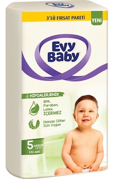 Evy Baby Bebek Bezi 3'lü Fırsat Paketi 5 Numara 132 Adet Evy Baby Bebek Bezi 3'lü Fırsat Paketi 5 Numara 132 Adet