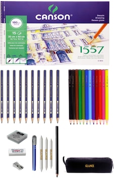 Canson 1557 Resim Defteri 35x50cm 180 Gram 15 Yaprak Karakalem Ve Kuruboya Kalemi Çizim Eskiz Seti Canson 1557 Resim Defteri 35x50cm 180 Gram 15 Yaprak Karakalem Ve Kuruboya Kalemi Çizim Eskiz Seti