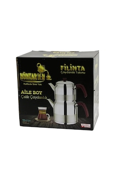 Filinta Aile Boy Çelik Çaydanlık Seti Çift Kapaklı Renkli Bakalit Kulp Üst Demlik: 1.5lt - Alt Suluk: 3lt Kendinden Süzgeçli 5324 Filinta Aile Boy Çelik Çaydanlık Seti Çift Kapaklı Renkli Bakalit Kulp Üst Demlik: 1.5lt - Alt Suluk: 3lt Kendinden Süzgeçli 5324