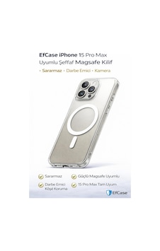 Apple iPhone 15 Pro Max Uyumlu Şeffaf Magsafe Kılıf Sararmaz, Darbe Emici Apple iPhone 15 Pro Max Uyumlu Şeffaf Magsafe Kılıf Sararmaz, Darbe Emici
