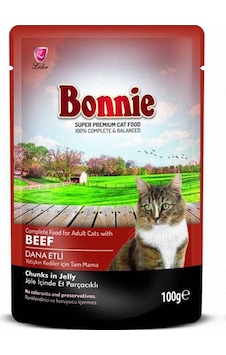 Bonnie Jelly Dana Etli Pouch Yetişkin Kedi Yaş Mama 100 G