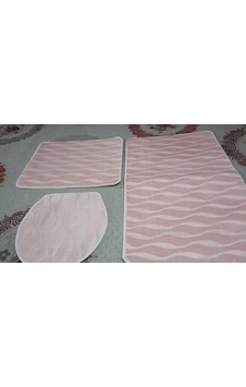 Mink Halı 3'Lü Kaymaz Taban Pembe Klozet Takımı Hm001 Pudra