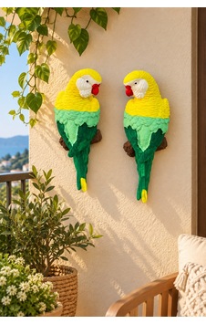 2'li Reçine Papağanı Bahçe Ve Balkon Süsü Yeşil
