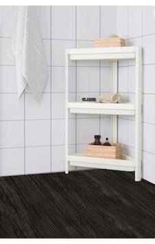 3 Katlı Köşeli Banyo Rafı Çok Amaçlı Beyaz Raf Ünitesi