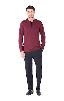 Moda Dua D's Damat 221001 Uzun Kol Pijama Takımı bordo Moda Dua D's Damat 221001 Uzun Kol Pijama Takımı bordo
