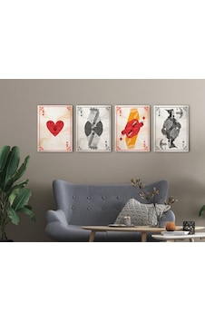 Bk Home İskambil Tasarımlı 4'lü Kanvas Tablo 50x70cm-5 Bk Home İskambil Tasarımlı 4'lü Kanvas Tablo 50x70cm-5