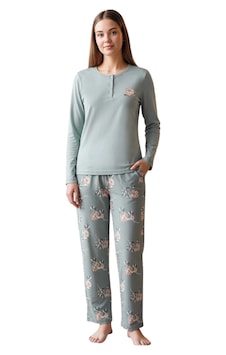 Over Sleep By Poleren Over Sleep 3408 Kadın Kışlık Süprem Pijama Takımı Mint Over Sleep By Poleren Over Sleep 3408 Kadın Kışlık Süprem Pijama Takımı Mint