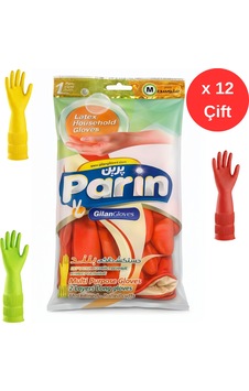 Parin Uzun Konçlu Lateks Bulaşık Ve Temizlik Eldiveni, Medium, 12 Çift Parin Uzun Konçlu Lateks Bulaşık Ve Temizlik Eldiveni, Medium, 12 Çift
