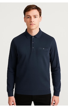 Ercan Regular Fit Polo Yaka Uzun Kol Sweatshirt - 7418 Lacivert