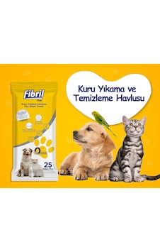 Fibril Kedi ve Köpek Pet Kuru Yıkama Havlusu 25'li