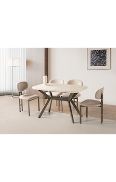 Venedik Travertan Mdf Açılır Mutfak Masa Takımı 80 130cm Krem Venedik Travertan Mdf Açılır Mutfak Masa Takımı 80 130cm Krem