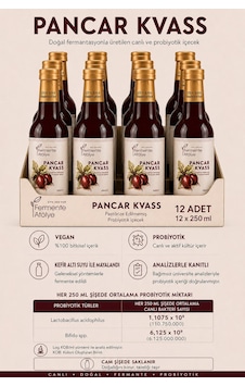 12 Adet Pancar Kvass 250ml. Cam Şişede 12 Adet Pancar Kvass 250ml. Cam Şişede