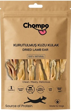 Chompo Kurutulmuş Kuzu Kulak Köpek Ödül Maması 100 Gr