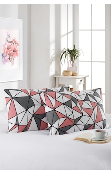 2'li Yastık Kılıfı Pamuklu 50x70 Cm Geometrik Desen Pembe 2'li Yastık Kılıfı Pamuklu 50x70 Cm Geometrik Desen Pembe
