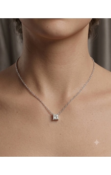Kadın Moissanite Tek Taş Model Gümüş Kolye