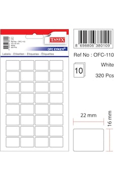 Tanex Ofc-110 Çıkartma Etiket 22X16 Mm Beyaz 320- Renkli 160 Fosforlu Kırmızı