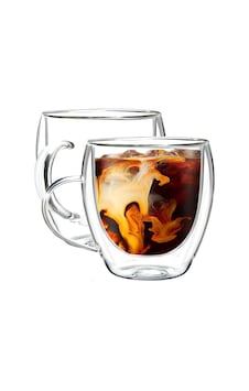 Lexroo Arvale 2 Adet Çift Cidarlı 250 Ml Kulplu Cam Çay Kahve Süt Lexroo Arvale 2 Adet Çift Cidarlı 250 Ml Kulplu Cam Çay Kahve Süt