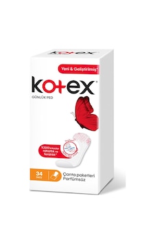 Kotex İnce Rahatlık ve Ferahlık Parfümsüz Günlük Ped 34'lü Kotex İnce Rahatlık ve Ferahlık Parfümsüz Günlük Ped 34'lü