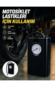 Mey İthalat Araç Lastik Şişirme Pompası Taşınabilir Analog Basınç Göstergeli Hava Kompresörü -