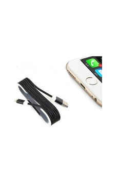 İphone Örgü Şeklinde Renkli Çelik Şarj Data Kablosu - Siyah İphone Örgü Şeklinde Renkli Çelik Şarj Data Kablosu - Siyah