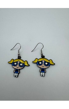 Powerpuff Girls Bubbles Figürlü Küpe Sevimli Ve Eğlenceli Tasarım Çok Renkli