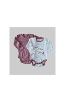 Mother Love %100 Organik 2'li Uzun Kol Bebek Body Pembe-Beyaz Mother Love %100 Organik 2'li Uzun Kol Bebek Body Pembe-Beyaz