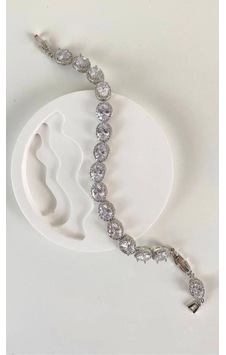 Oval Taşlı Çelik Bileklik Çok Renkli Oval Taşlı Çelik Bileklik Çok Renkli