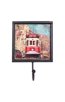Dekoratif Metal Askı Tramvay Dekorlu Retro Askılık Vintage Çok Renkli Dekoratif Metal Askı Tramvay Dekorlu Retro Askılık Vintage Çok Renkli