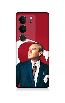 Vivo V29 5g Uyumlu Mustafa Kemal Atatürk Ve Bayrak Desenli Silikon Kılıf