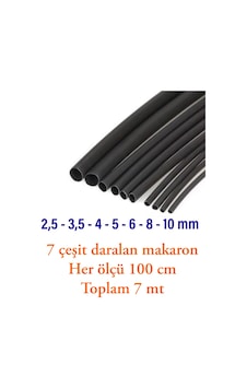 Maasco Isıyla Daralan Makaron Kablo Seti 7 Çeşit Herbiri 100 CM (7 M Toplam)