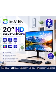 Zimmer 20 Hd Ready Led Bilgisayar Monitörü 60hz Yenileme, 5ms Tepki Süresi, Vga Girişli