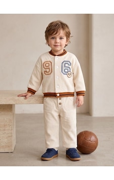 Zekids Erkek Bebek Ekru Kadife Düğme Detaylı Pantolon-17454 Zekids Erkek Bebek Ekru Kadife Düğme Detaylı Pantolon-17454