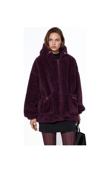 Hiccup Oversize Kapüşonlu Dokulu Ceket Leylak Moru Hiccup Oversize Kapüşonlu Dokulu Ceket Leylak Moru