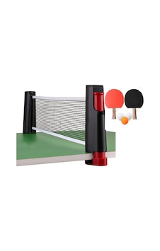 Kırmızı -siyah Tüm Masalara Uyumlu Mekanizmalı Masa Tenisi Filesi 2 Raket 3 Top Set Diğer