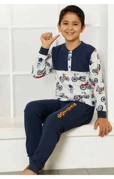 Alimer İndigo Erkek Çocuk Uzun Kollu Pijama Takımı EDY5161UK-İ İndigo