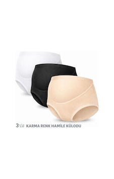 Yüksek Bel Hamile Külodu 3'lü Set Karma Renk Siyah - Beyaz - Ten Çok Renkli Yüksek Bel Hamile Külodu 3'lü Set Karma Renk Siyah - Beyaz - Ten Çok Renkli